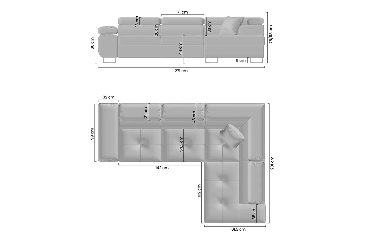 Rozkládací rohová sedací souprava Annabelle levá - grafitový snadno čistitelný velur Letto 99 Rohová sedací souprava rozkládací Annabelle levá - grafitová welwet latwoczyszczacy Letto 99 