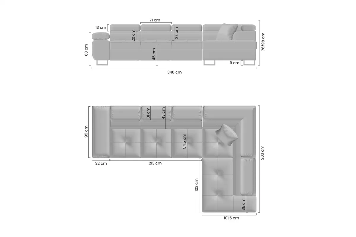 Colțar extensibil Annabelle Maxi dreapta - tapițerie Monolith 77 Colțar z funkcja de dormit Annabelle Maxi pe partea dreaptă - albastru marin catifea hydrofobowy Monolith 77