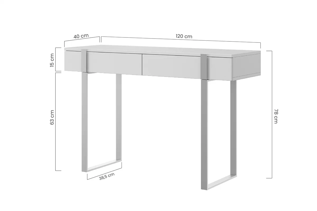 Toaletný stolík Verica 120 cm - charcoal / čierne nožičky moderná Konzolový stolík / Toaletný Stolík Verica z metalowymi nogami 120 cm - Čierny beton / čierny nozki