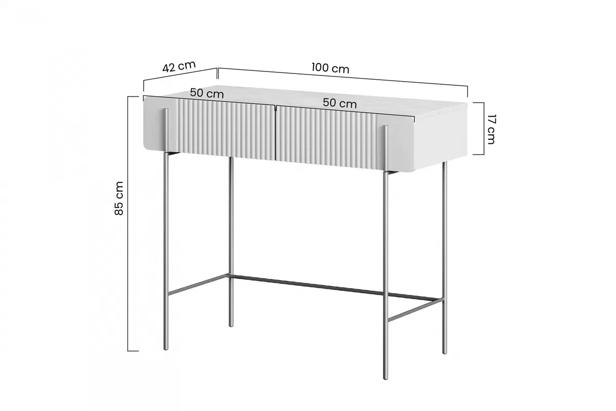 Toaletný stolík Malmi 100 cm - kašmírová / crema bianca / čierna moderná Toaletný Stolík so zásuvkami Malmi - kašmír / crema bianca / čierny nozki