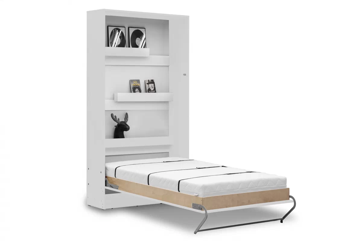 Sklápacia posteľ vertikálny 90x200 Basic New Elegance - biely lesk Polkotapczan vertikálny Basic 90x200 - biely lesk