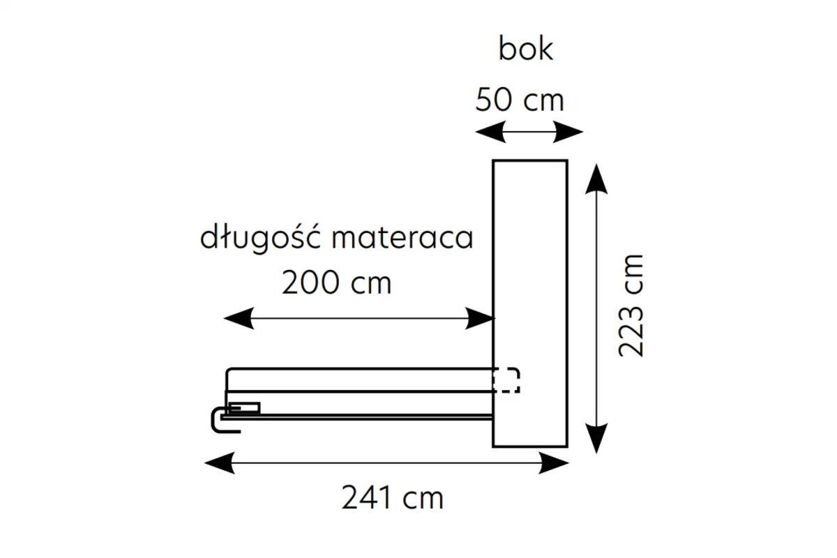 Canapea extensibilă verticală Genius 120x200 cu un birou - negru / stejar lancelot Polkotapczan pionowy Genius 120x200 cu un birou - negru / stejar lancelot