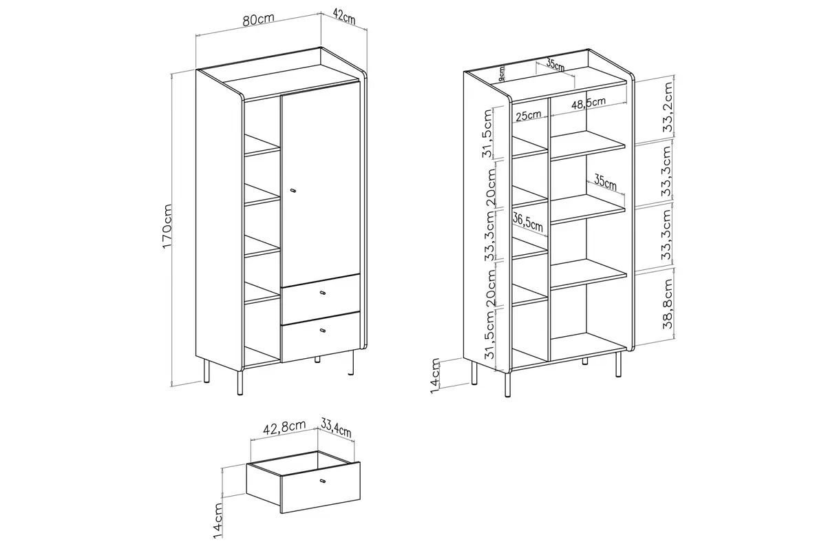 Regál Alessio 5 se zásuvkami 80 cm - béžová pískový / dub olejovaný Regál Alessio 5 se zásuvkami 80 cm - béžová Pískový / dub olejowany