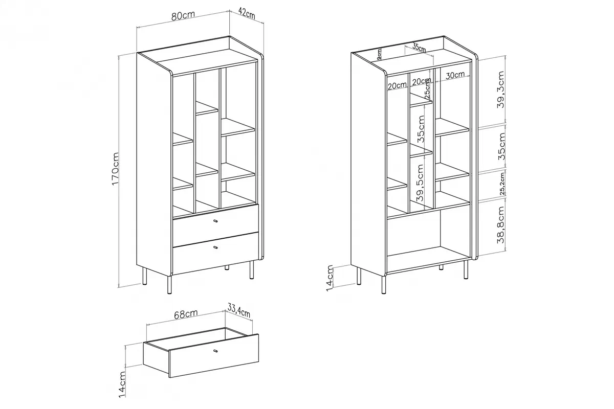 Raft Alessio 6 fiokokkal 80 cm - homokszínű bézs / olajozott tölgy Regal Alessio 6 fiokokkal 80 cm - bézs piaskowy / dab olejowany