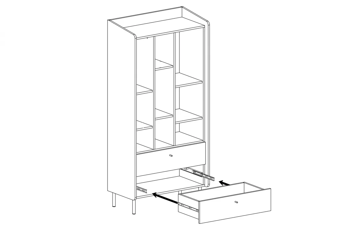 Regál Alessio 6 so zásuvkami 80 cm - Béžová Pieskový / Dub olejovaný Regál Alessio 6 so zásuvkami 80 cm - Béžová Pieskový / Dub olejowany