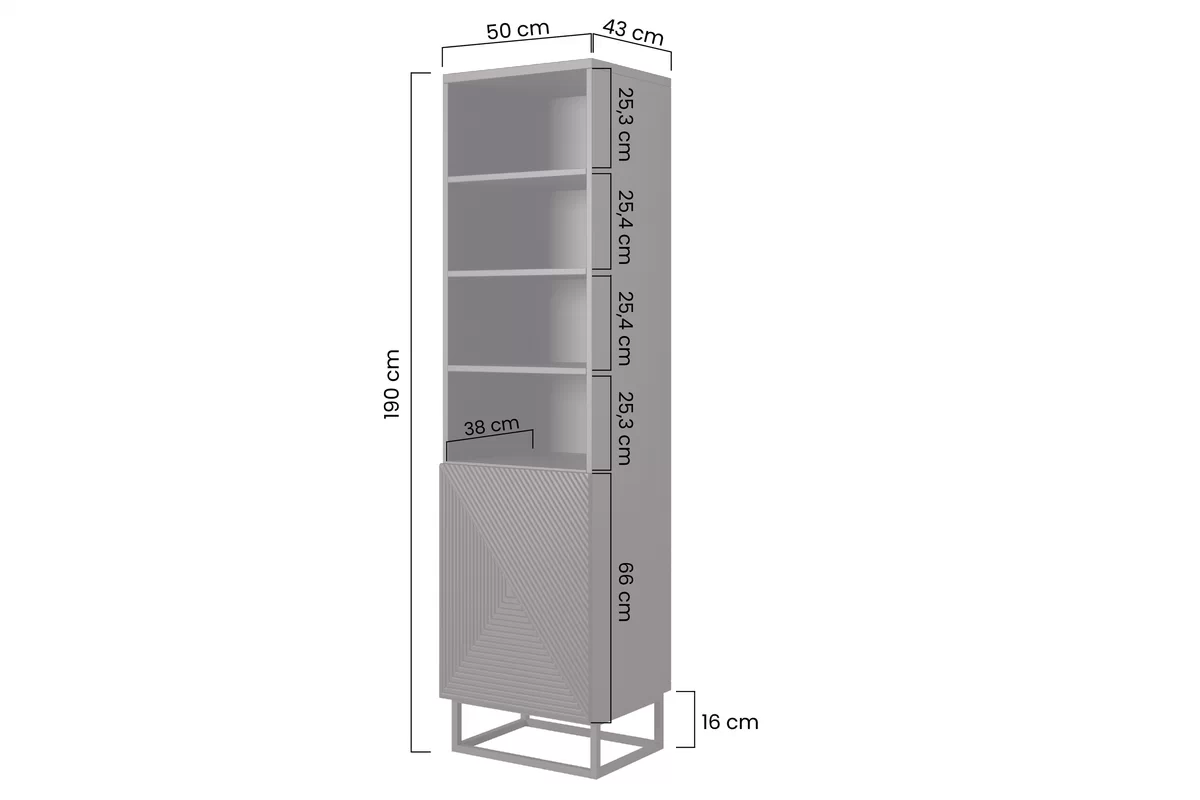 Bibliotecă Asha 50 cm pe picioare metalice din cașmir - cașmir Regal Asha 50 cm na metalowych, kaszmirowych nogach - cașmir