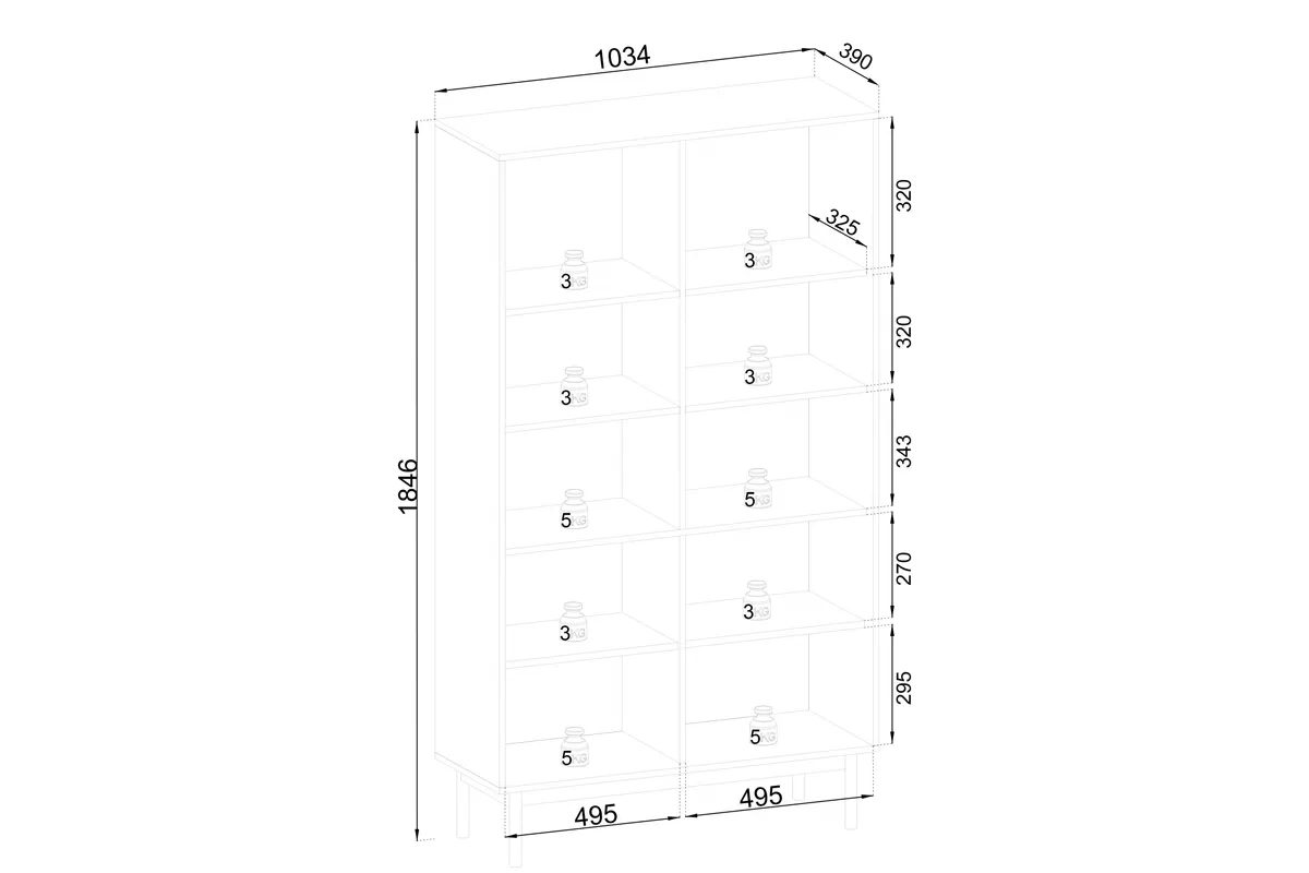 Regál na ksiazki Jolinio 104 cm - dub linea / černá Nohy Regál dna ksiazki Jolinio 104 cm - dub linea / černá Nohy