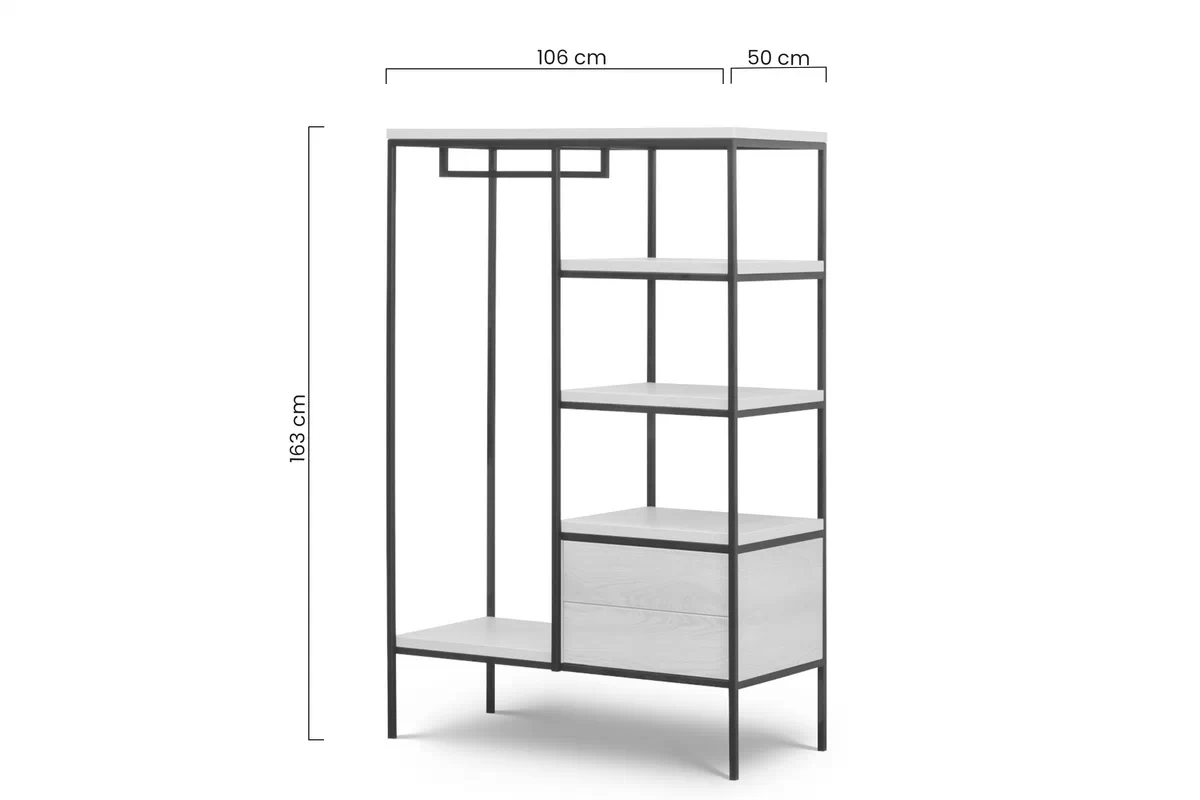 Regál s policemi Loft Regál na ubrania se zásuvkami Loft 106 cm - dub lancelot / černá