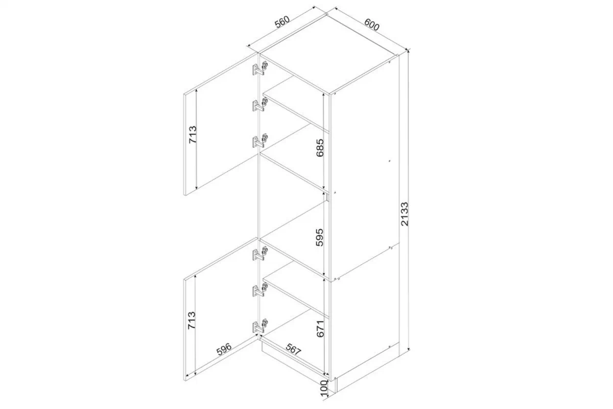 Clara D60 PK/2133 P/L - Skrinka na vstavanú rúru regál Kuchynský  Clara D60 PK/2133 P/L dvojdverový pre vstavanu ruru - Dub artisan