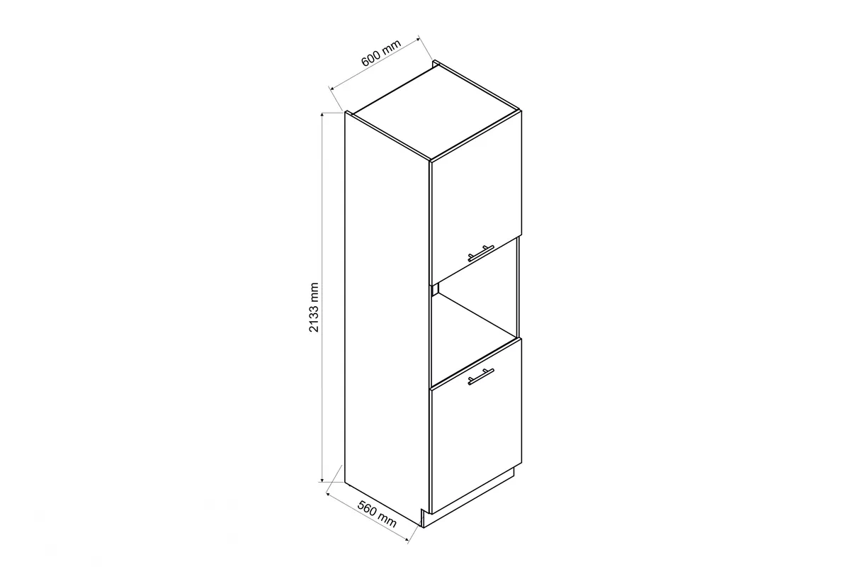 Kuchynská skrinka na vstavanú rúru Brit D60 PK/2133 P/L - béžový mat regál Kuchynský  pre vstavanu ruru Brit D60 PK/2133 P/L - béžový mat