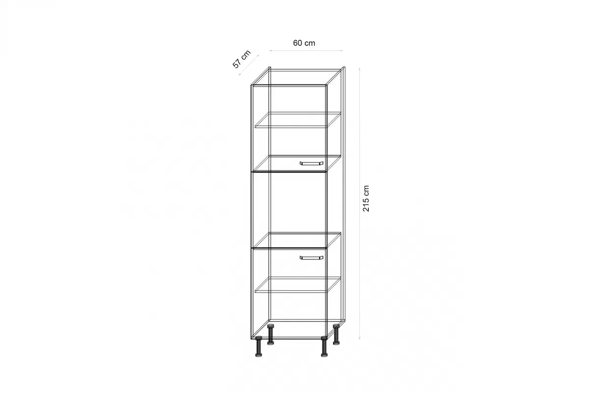 Leonardi 60 DP -215 2F - regál na vstavanú rúru regál Kuchynský  Leonardi 60 DP-215 2F pre vstavanu ruru - jodelka / Antracytová