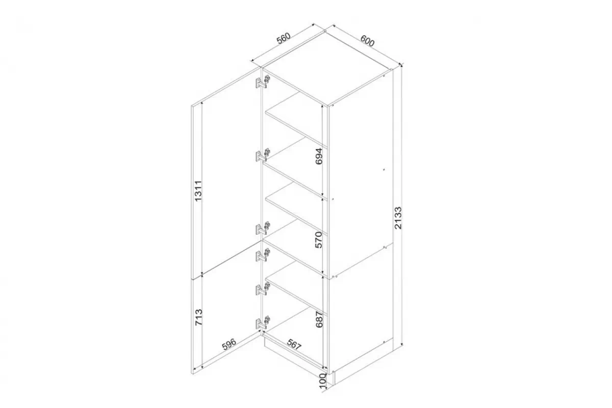 regál Kuchynský  Natalia D60 SL/2133 P/L dvojdverový - Krém mat regál Kuchynský  Natalia D60 SL/2133 P/L dvojdverový - Krém mat