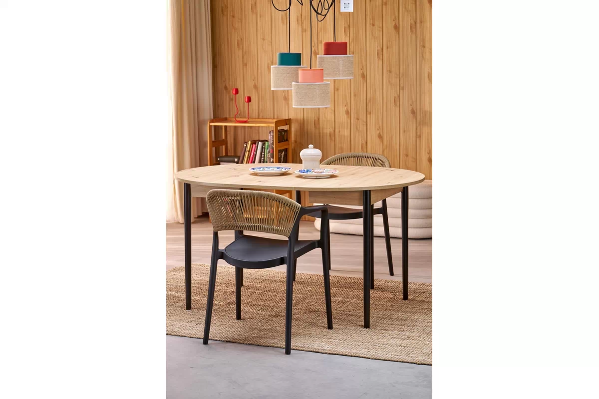 Rozkládací jídelní stůl Elaris - 102-142x102 cm - dub artisan / černé nohy Stůl rozkladany Elaris 102-142x102 cm dub artisan / Nohy černá