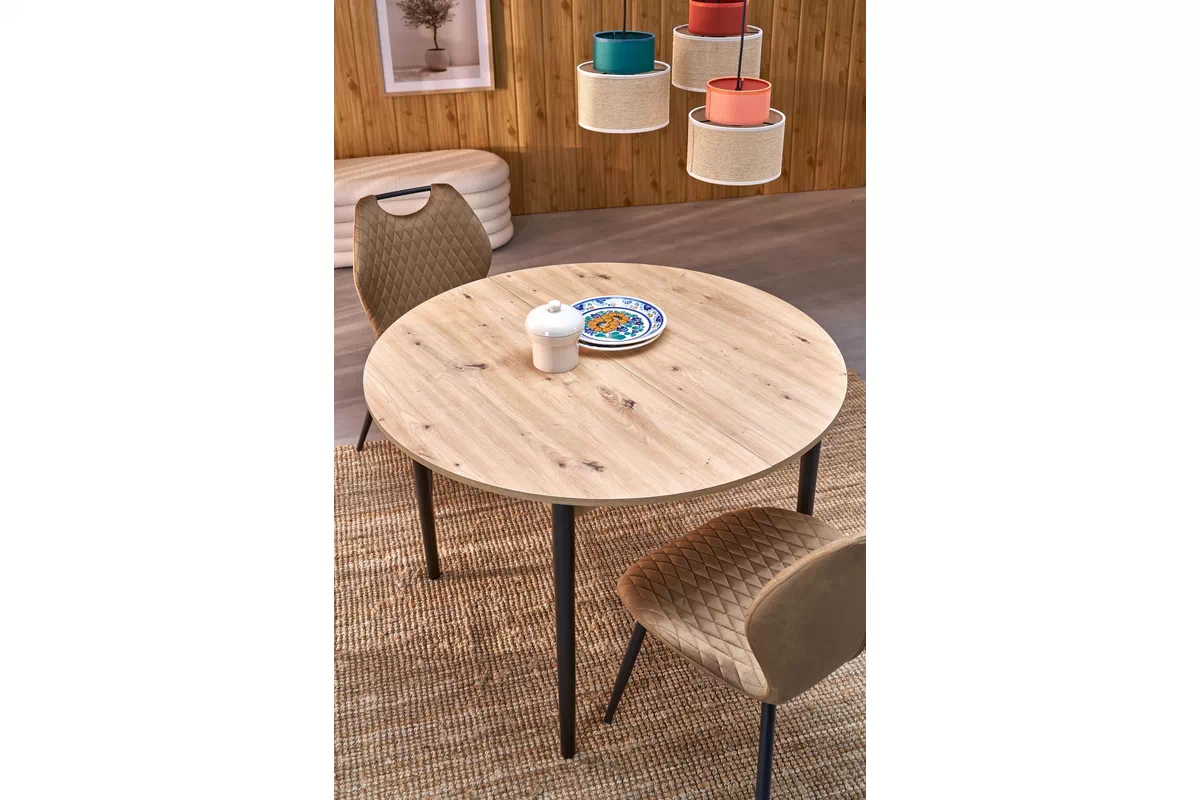 Rozkládací jídelní stůl Elaris - 102-142x102 cm - dub artisan / černé nohy Stůl rozkladany Elaris 102-142x102 cm dub artisan / Nohy černá