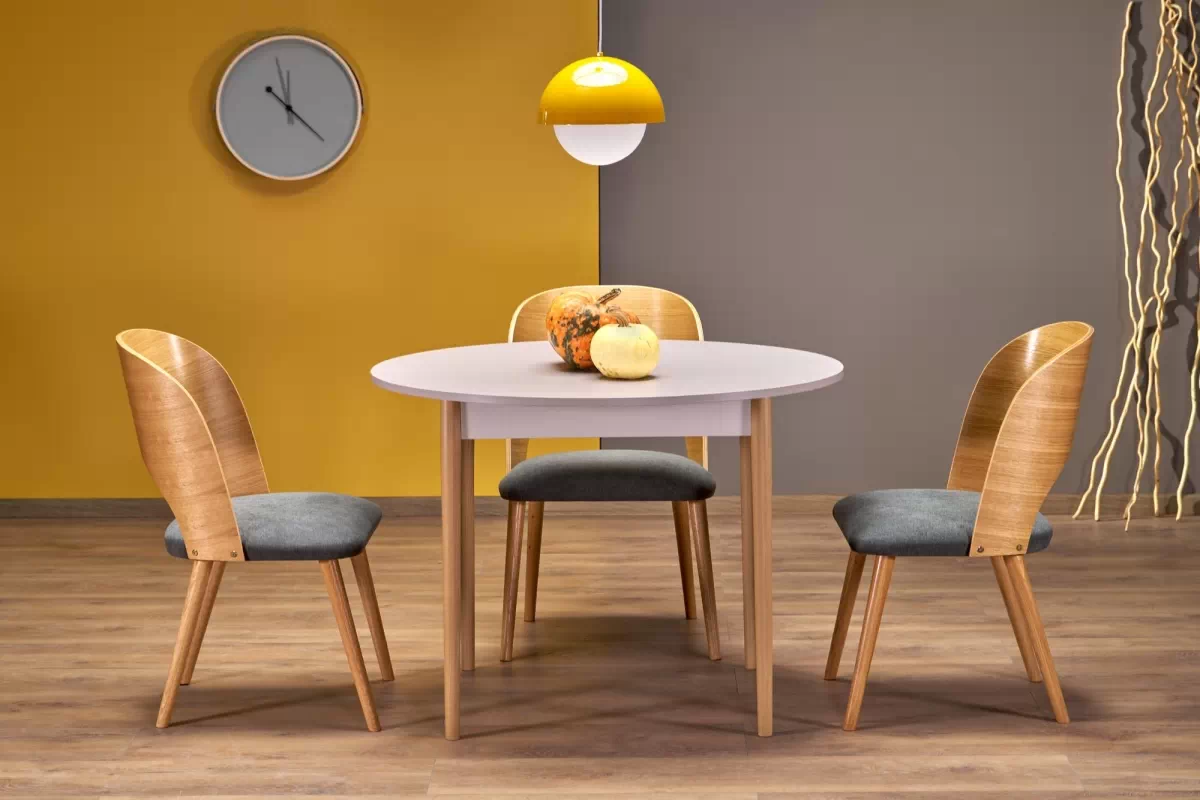 Rozkládací jídelní stůl Elaris - 102-142x102 cm - kašmír / dub natural Stůl rozkladany Elaris 102-142x102 cm kašmír / přírodní 