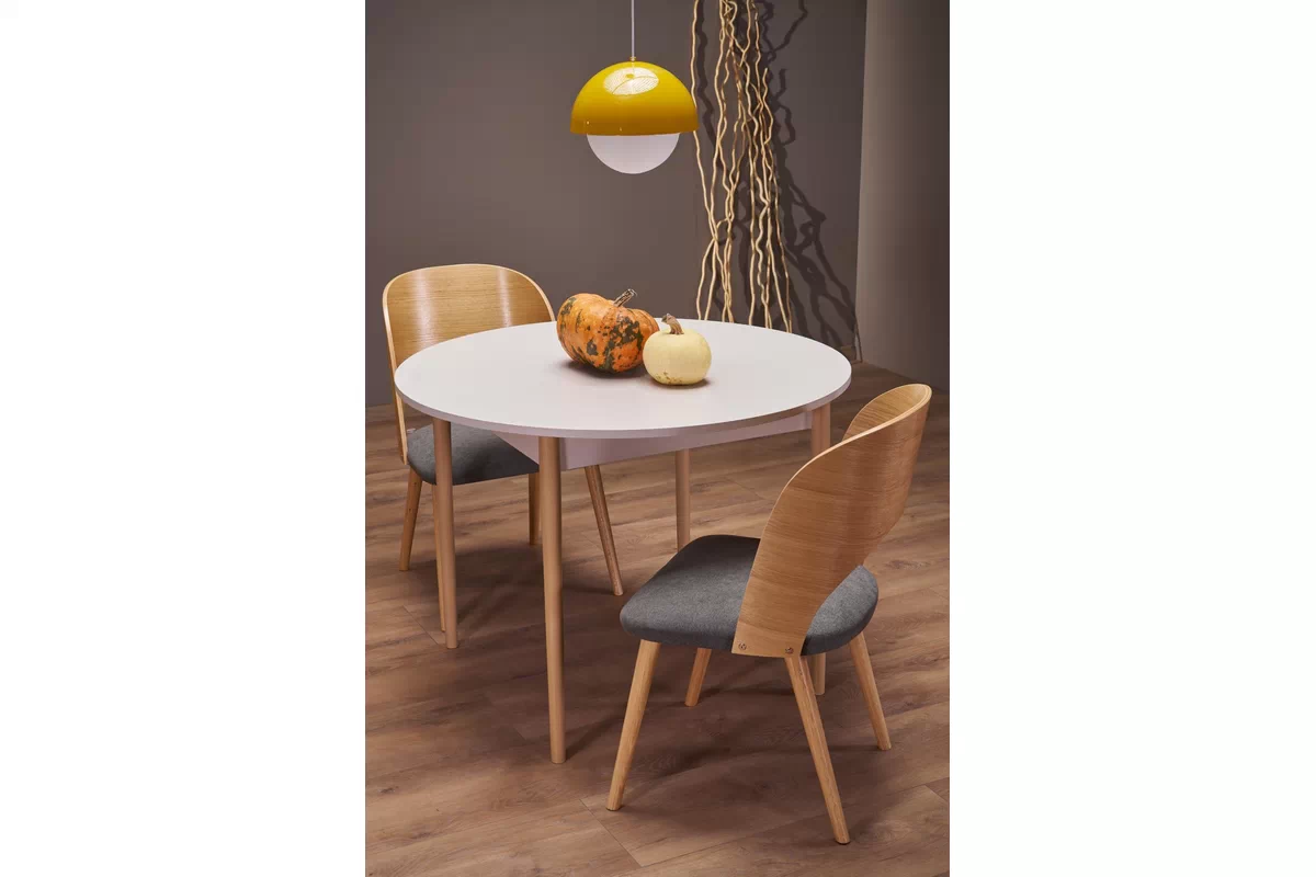 Rozkládací jídelní stůl Elaris - 102-142x102 cm - kašmír / dub natural Stůl rozkladany Elaris 102-142x102 cm kašmír / přírodní 