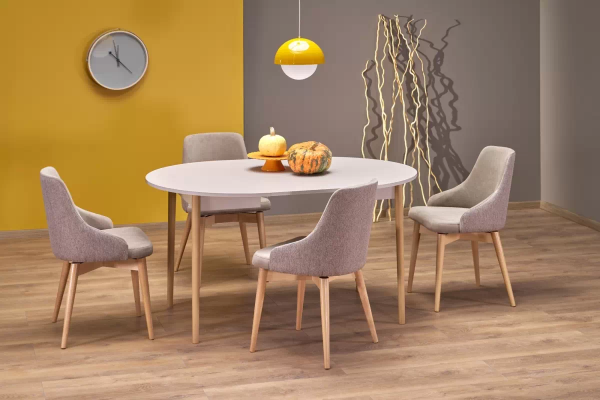 Rozkládací jídelní stůl Elaris - 102-142x102 cm - kašmír / dub natural Stůl rozkladany Elaris 102-142x102 cm kašmír / přírodní 