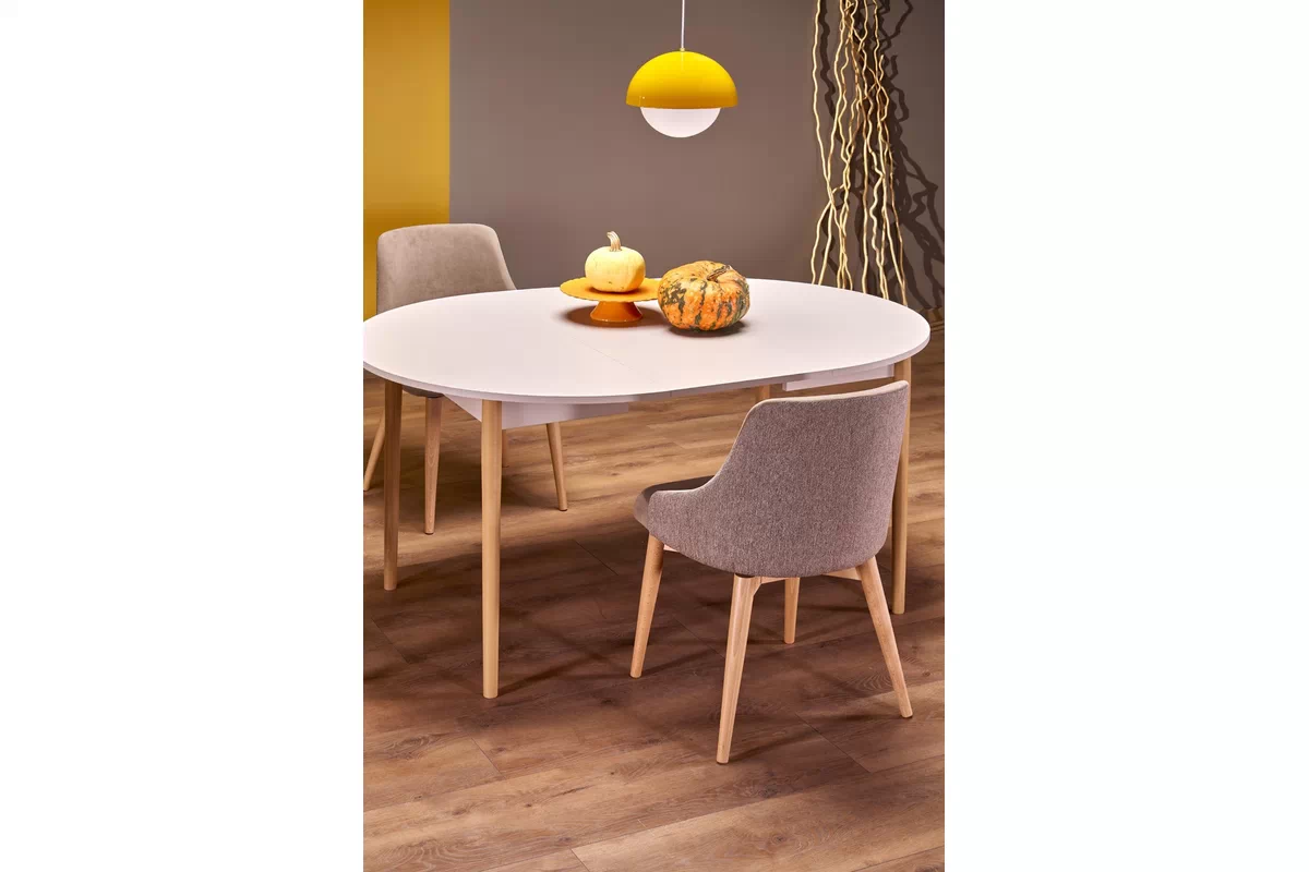 Rozkládací jídelní stůl Elaris - 102-142x102 cm - kašmír / dub natural Stůl rozkladany Elaris 102-142x102 cm kašmír / přírodní 