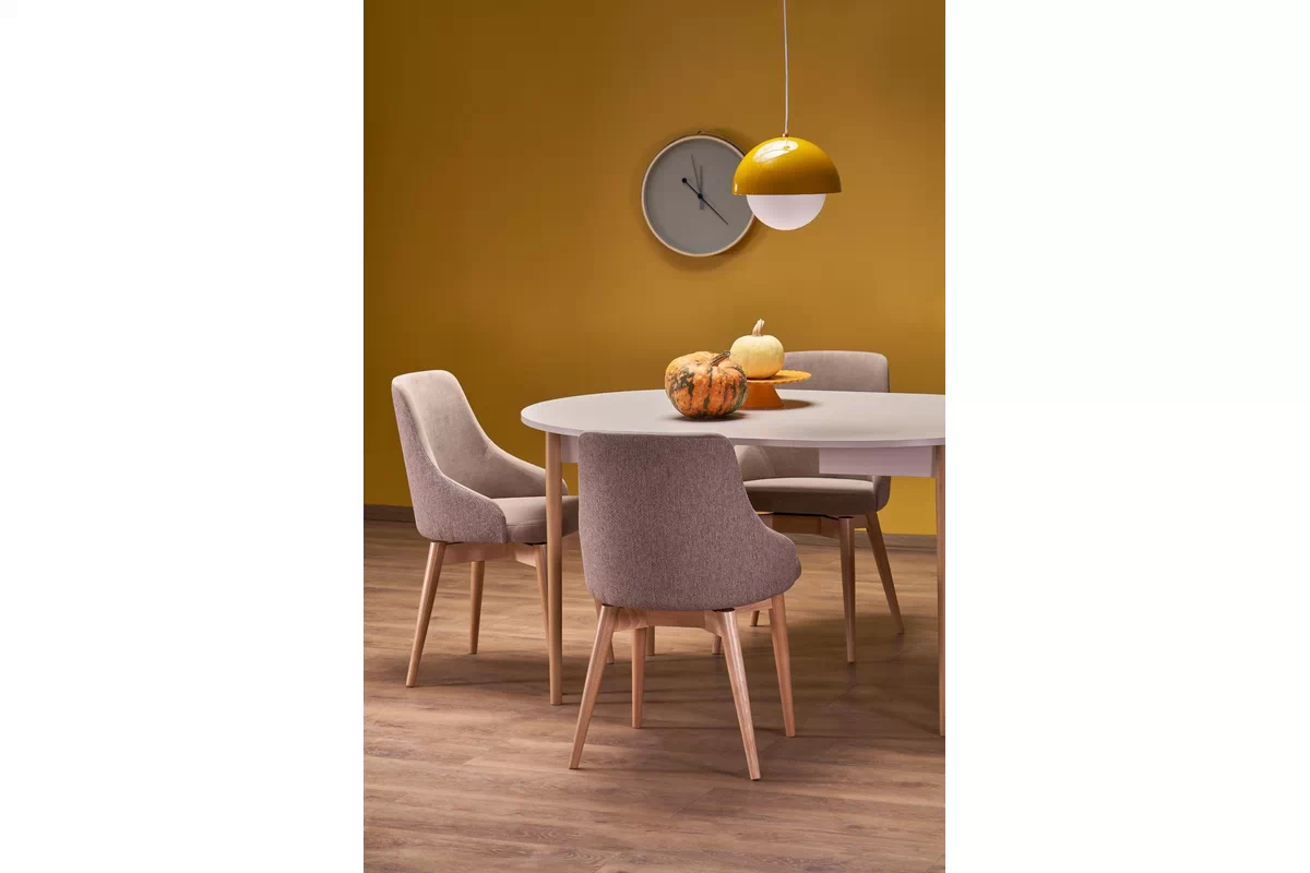 Rozkládací jídelní stůl Elaris - 102-142x102 cm - kašmír / dub natural Stůl rozkladany Elaris 102-142x102 cm kašmír / přírodní 