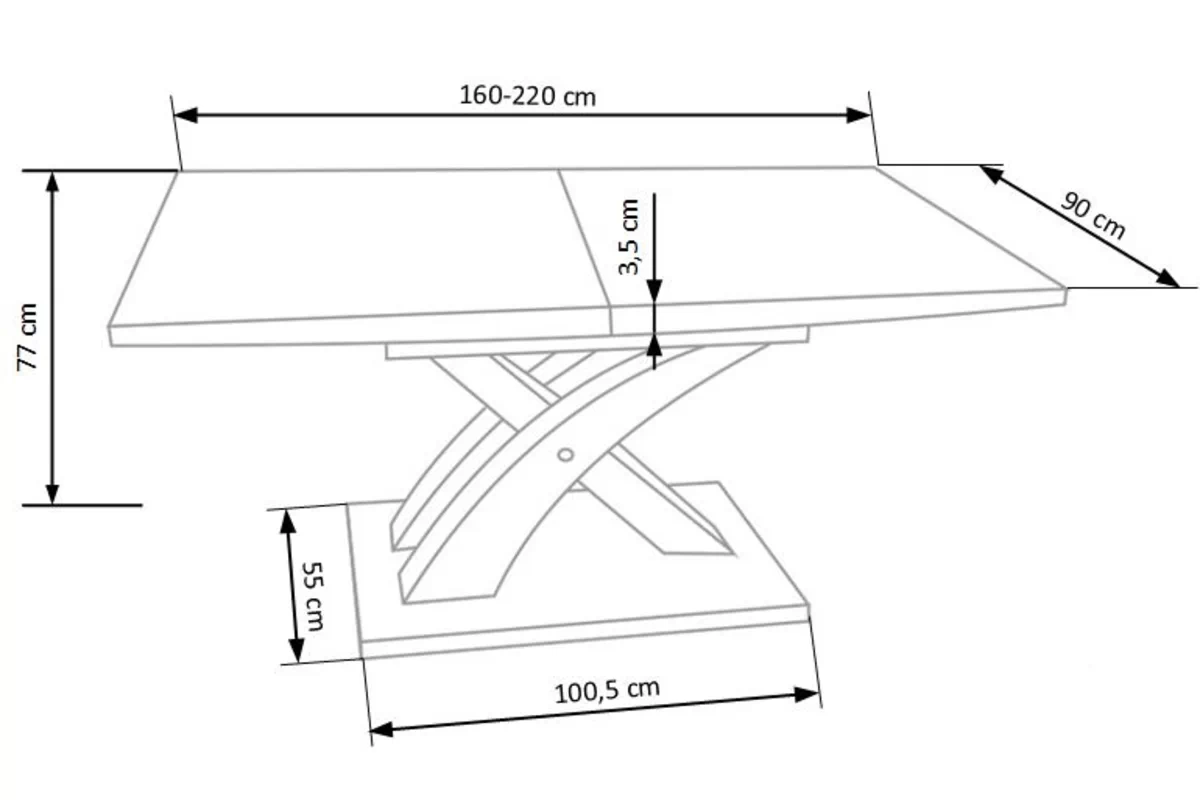 Rozkladací stôl Emoni - 160-220x90 cm - čierny stôl rozkladany Emoni 160-220x90 cm - Čierny