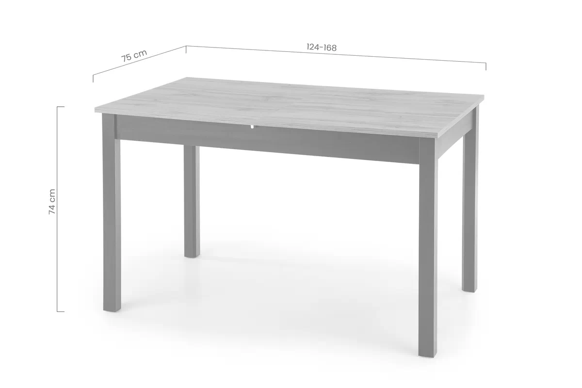 Rozkládací stůl Adawio 124-168x75 cm - dub wotan / černý Stůl rozkladany Greg 124-168x75 cm - dub wotan / černá