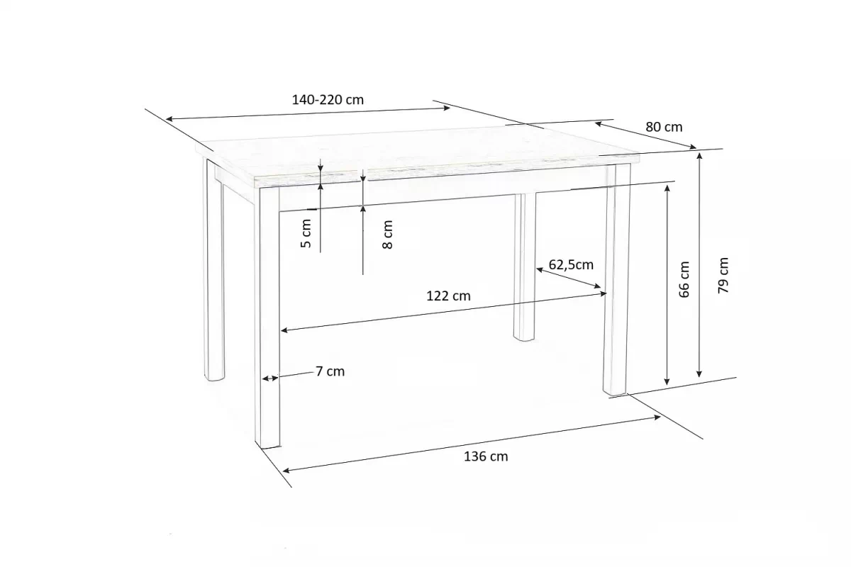 Rozkladací jedálenský stôl Tiago 2 - dub craft - 140 -220x80 cm stôl rozkladany Tiago 2 - 140-220x80 cm - Dub craft