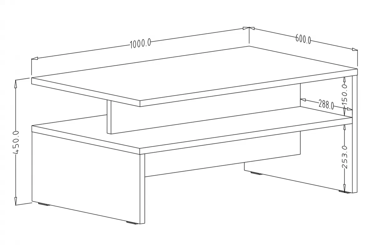 Konferenční stolek Baros 99 - 100 cm - světlý beton / černá stolek kawowy Baros 99 - 100 cm - světlý beton / černá