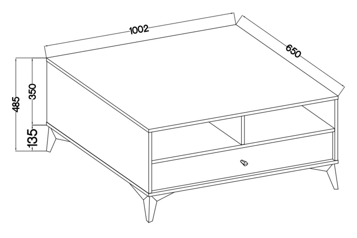 Konferenční stolek Lotina I 1S se zásuvkou 100x65 cm - eukaliptus / černé nožky stolek kawowy Lotina I 1S z szuflada 100x65 cm - eukaliptus / černá Nohy