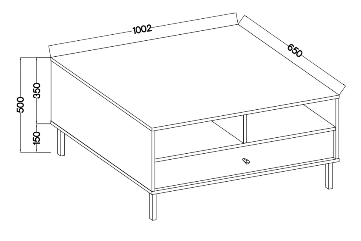 Konferenční stolek Lotina II 1S se zásuvkou 100x65 cm - eukaliptus / černé nožky stolek kawowy Lotina II 1S z szuflada 100x65 cm - eukaliptus / černá Nohy