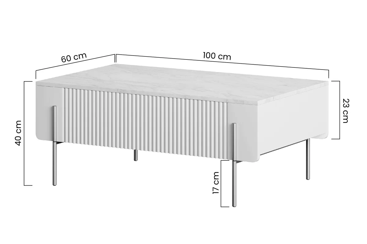 Konferenční stolek Malmi 100 cm se zásuvkami - kašmírová / crema bianca / černé nožky stolek kawowy Malmi 100 cm se zásuvkami - kašmír / crema bianca / černá nozki