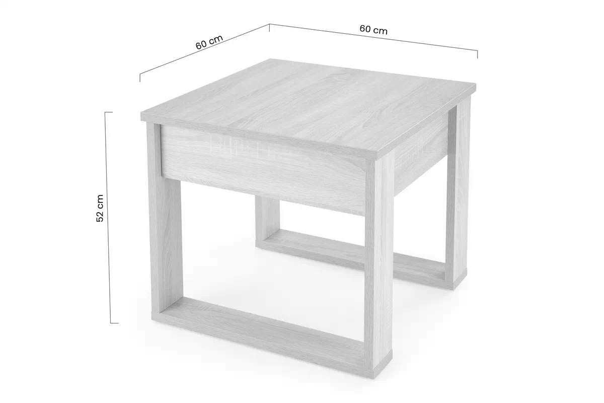 Konferenční stolek Nea Čtverec - Tmavý Ořech stolek kawowy Nea Čtverec se zásuvkami 60x60 cm - tmavý ořech