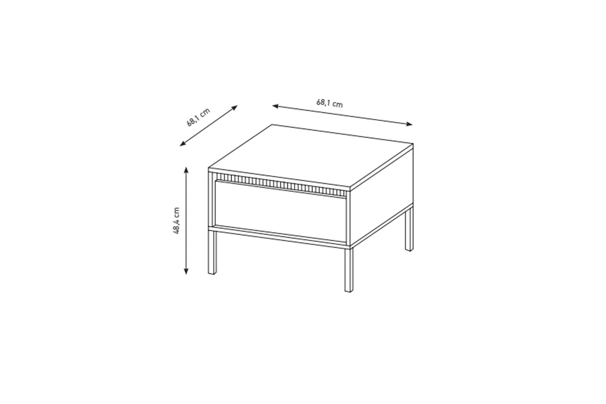 Konferenčný stolík Sanos - 68x68 cm - béžová Stolík kawowy Sanos z szuflada - 68x68 cm - béžový