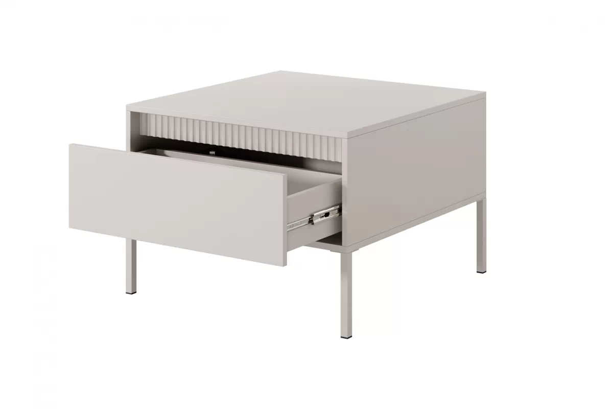 Konferenčný stolík Sanos - 68x68 cm - béžová Stolík kawowy Sanos z szuflada - 68x68 cm - béžový