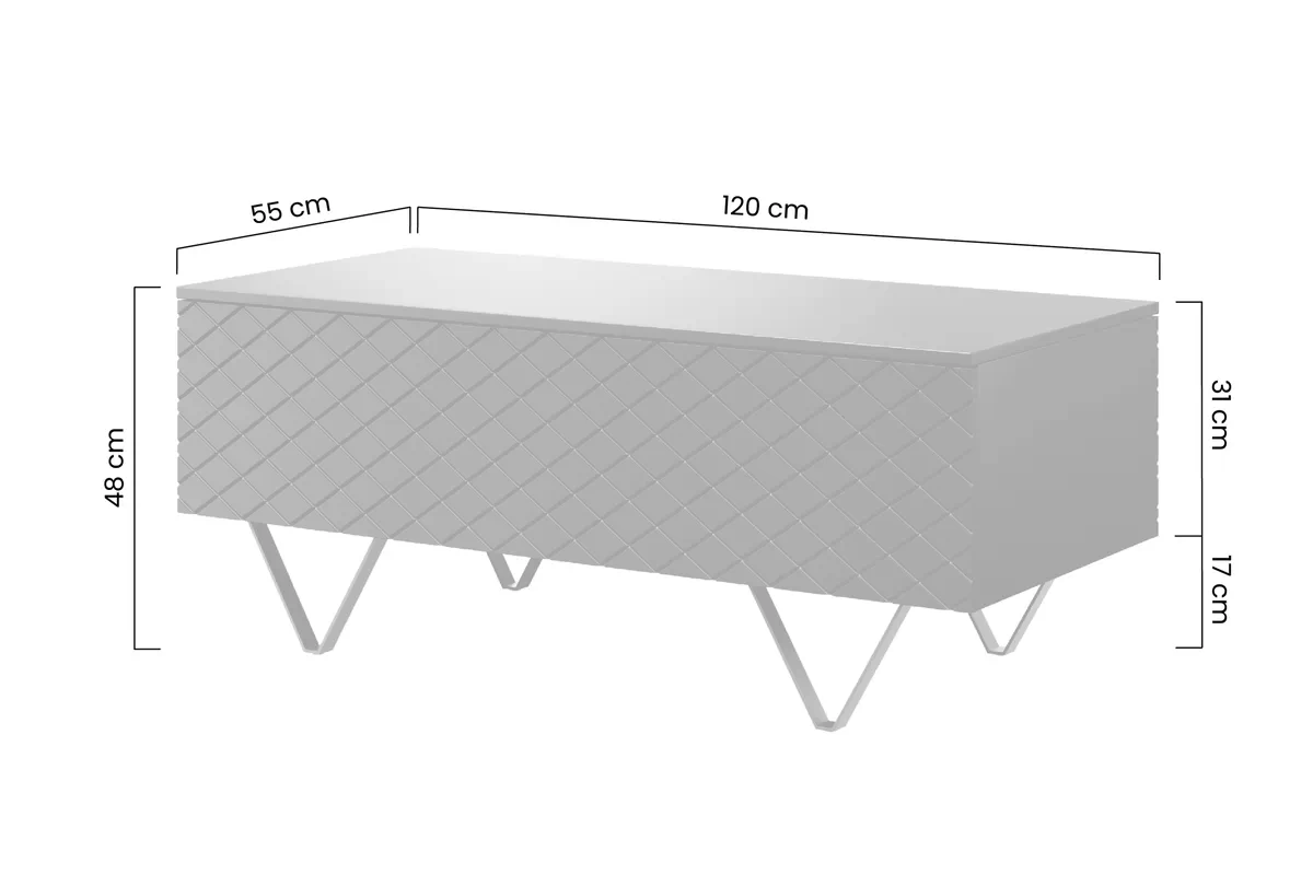 Măsuță de cafea Scalia 120 2K cu spațiu de depozitare - alb mat / picioare aurii masă kawowy Scalia 120 2K ze schowkiem - bialy mat / zlote Picioare