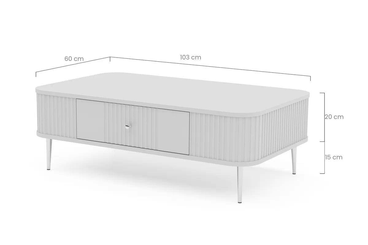 Konferenčný stolík Vespera 103x60 cm - kašmírová / orech / zlaté nožičky Stolík kawowy z szuflada Vespera 103x60 cm - kašmír / Orech / zlote nožičky