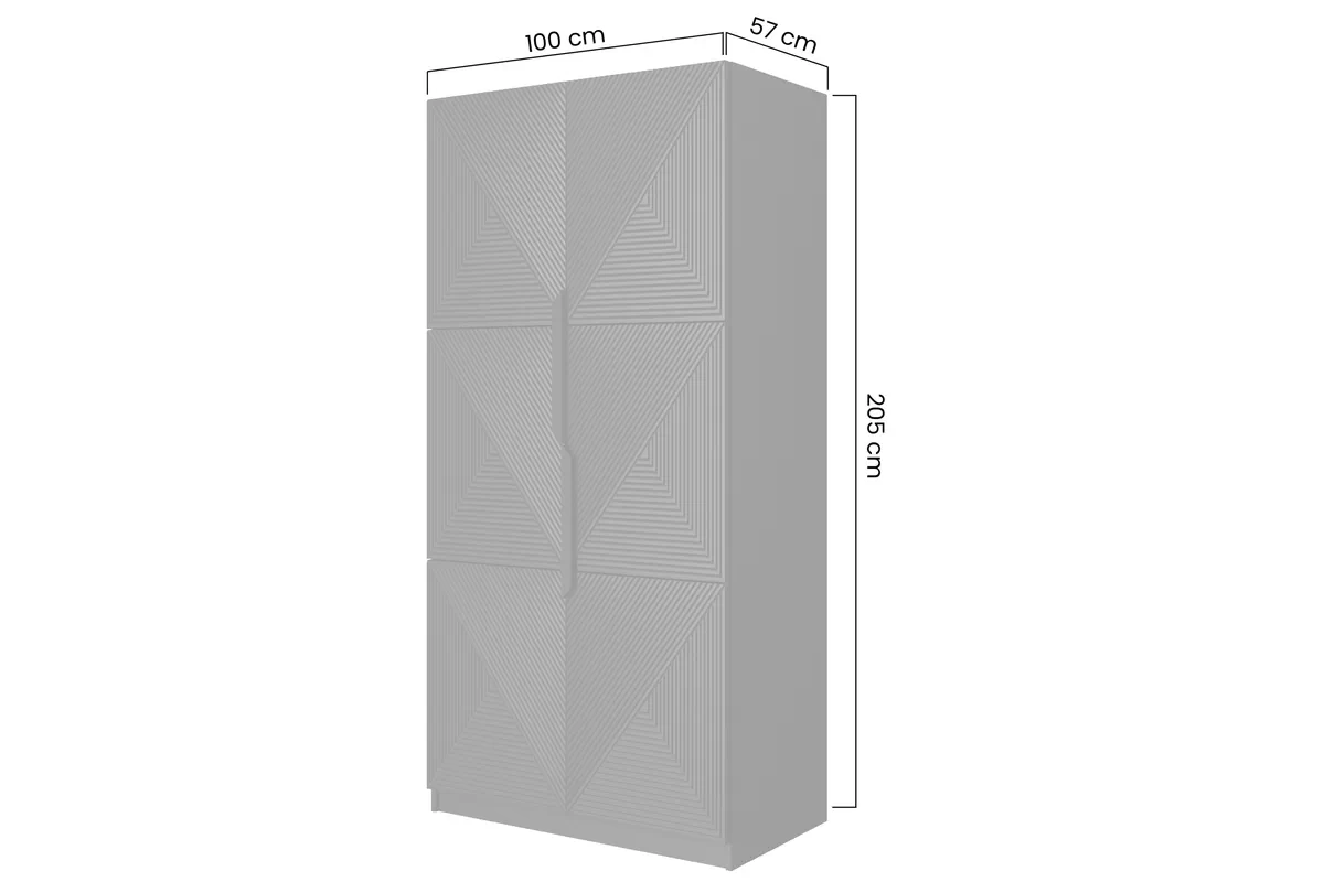 Skříň Asha 100 cm - kašmírová / kašmírové kovové úchytky skříň Asha 100 cm s frézovanou přední částí i metalowymi uchwytami- kašmír / kaszmirowe Úchytky