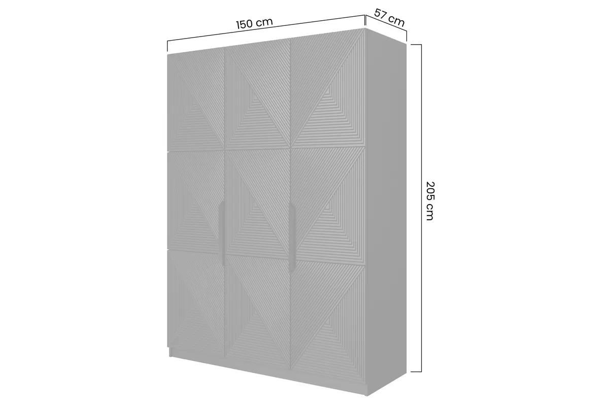 Skříň Asha s kovovými úchytkami 150 cm - bílý mat / černé úchytky skříň Asha 150 cm z metalowymi uchwytami - bílý mat / černá Úchytky