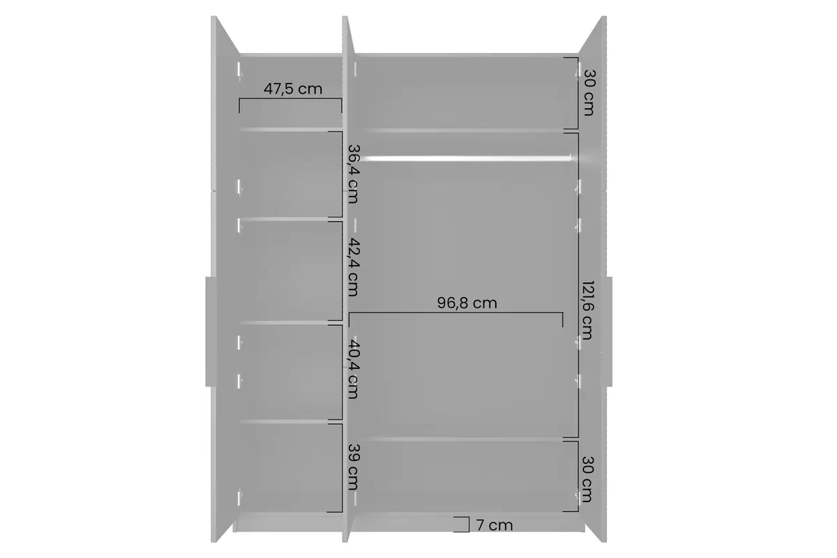 Skříň Asha s kovovými úchytkami 150 cm - bílý mat / černé úchytky skříň Asha 150 cm z metalowymi uchwytami - bílý mat / černá Úchytky