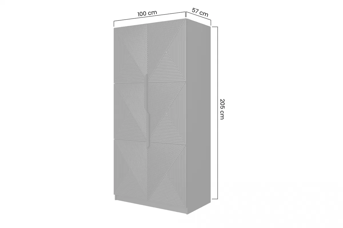 Asha ruhásszekrény, bordázott előlappal és fém fogantyúkkal, 100 cm - artisan tölgy / matt fekete / fekete fogantyúk ruhásszekrény Asha z ryflowanym frontem i metalowymi uchwytami 100 cm - artisan / matt fekete / fekete fogantyúk