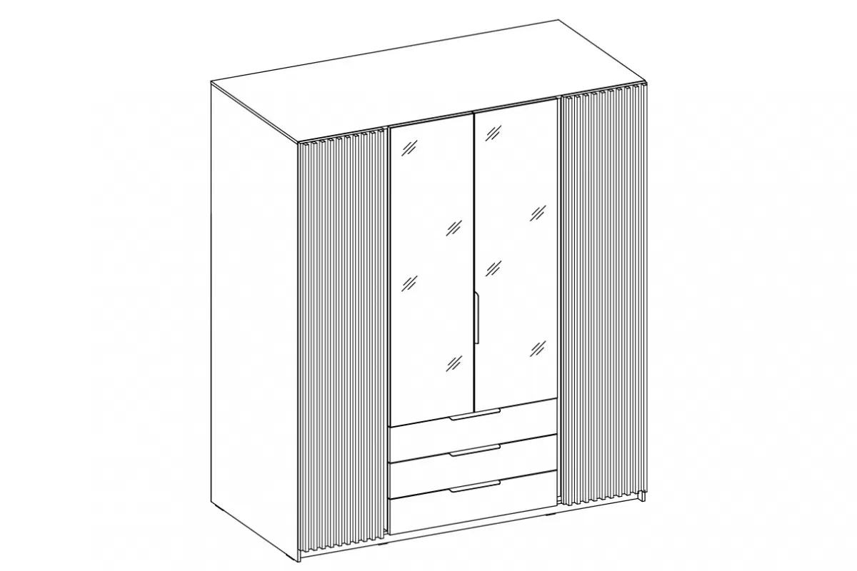 Skriňa Sansi 2LAM2L3S s lamelami i zrkadlom 200 cm - čierny / Dub evoke / čierny Lamely Skriňa Kaja 2LAM2L3S z lamelami i zrkadlom 200 cm - Čierny / Dub evoke