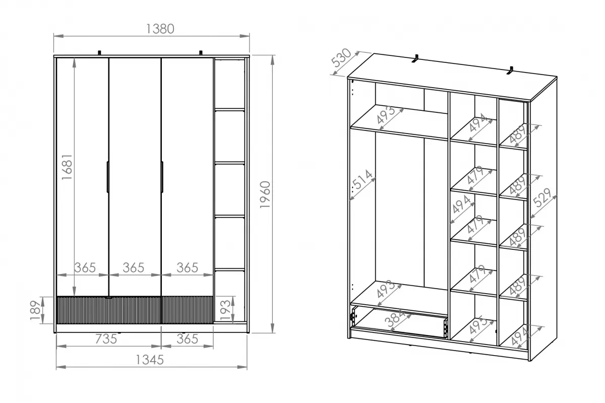 Studentská skříň Gaoli 01 se zásuvkou 138 cm - bílá / Dub castello / grafit skříň mlodziezowa Gaoli 01 z szuflada 138 cm - Bílý / Dub castello / grafit