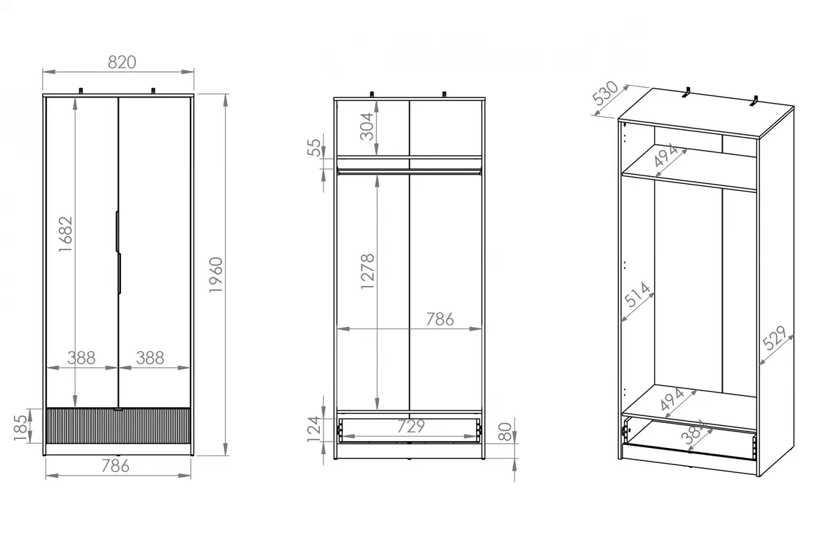 Studentská skříň Gaoli 02 se zásuvkou 82 cm - bílá / Dub castello / grafit skříň mlodziezowa Gaoli 02 z szuflada 82 cm - Bílý / Dub castello / grafit