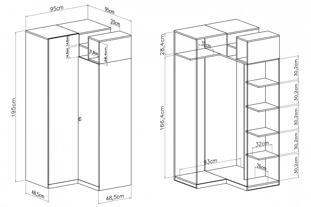 Mobi MO1 sarokszekrény - fehér / sárga ruhásszekrény sarok Mobi MO1 - 90 cm - fehér / zolty