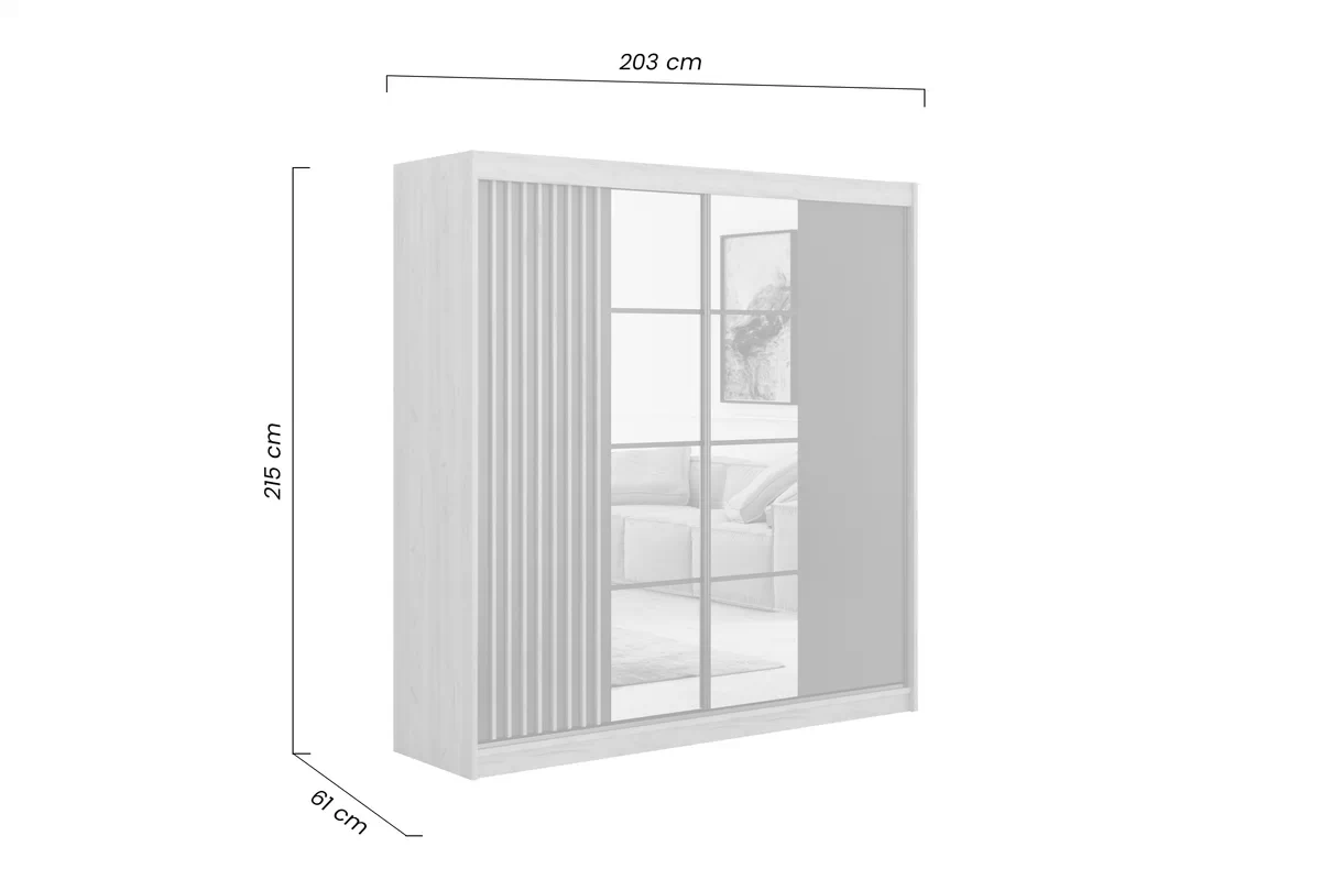 Šatníková skriňa Rofi 203 cm s lamelami - craft zlatý / čierny Skriňa przesuwnna Rofi z lamelami 203 cm - craft zlaté/Čierny