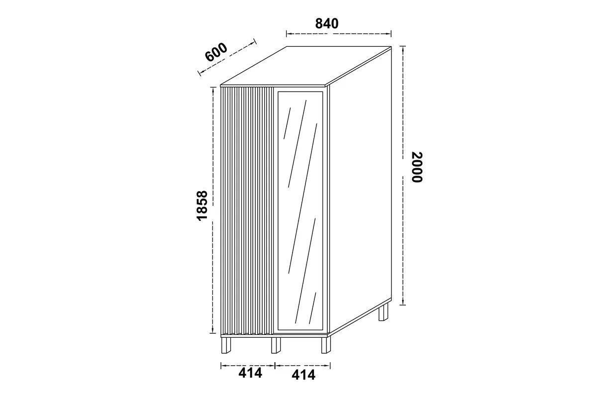 Skříň Tonis 84 cm se zrcadlem - černý mat skříň Tonis 84 cm z zrcadlem - černá mat