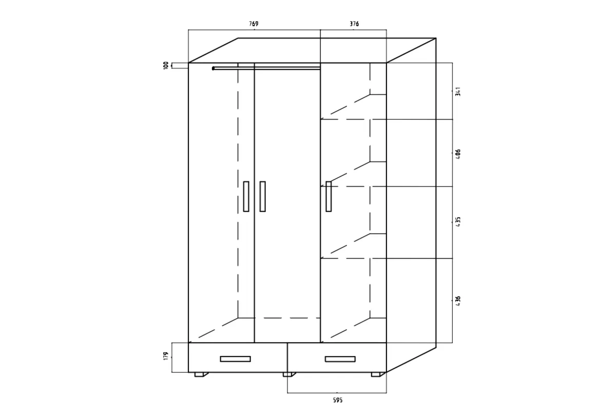 Skříň Oliwia S4 - 120 cm skříň třídveřová Oliwia z 2 zásuvkami 120 cm