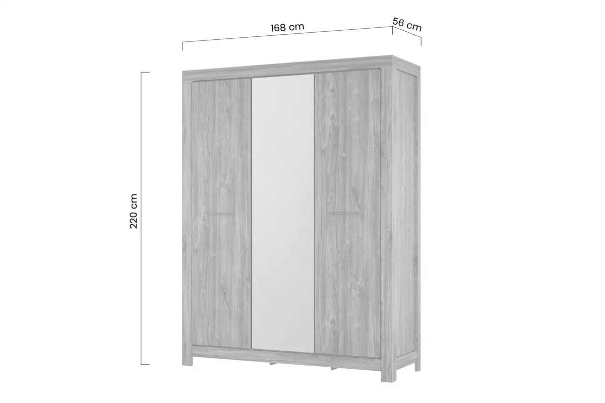 Skriňa German so zrkadlom 168 cm - dub stirling Skriňa z zrkadlom German 170 cm - Dub stirling