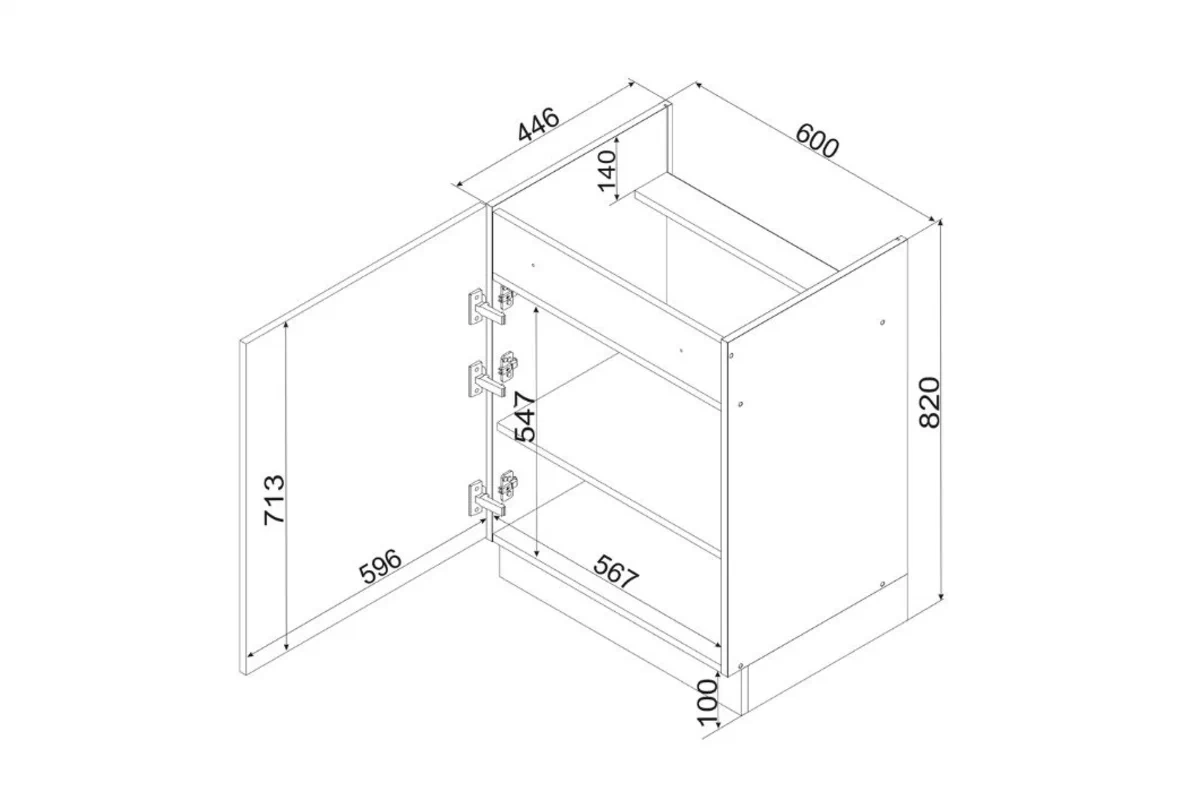 Clara D60 PC P/L - Skříňka spodní pod plyte grzejna skříňka kuchyňská spodní Clara D60 PC P/L jednodveřová do zabudowy plyty grzejnej- dub artisan 