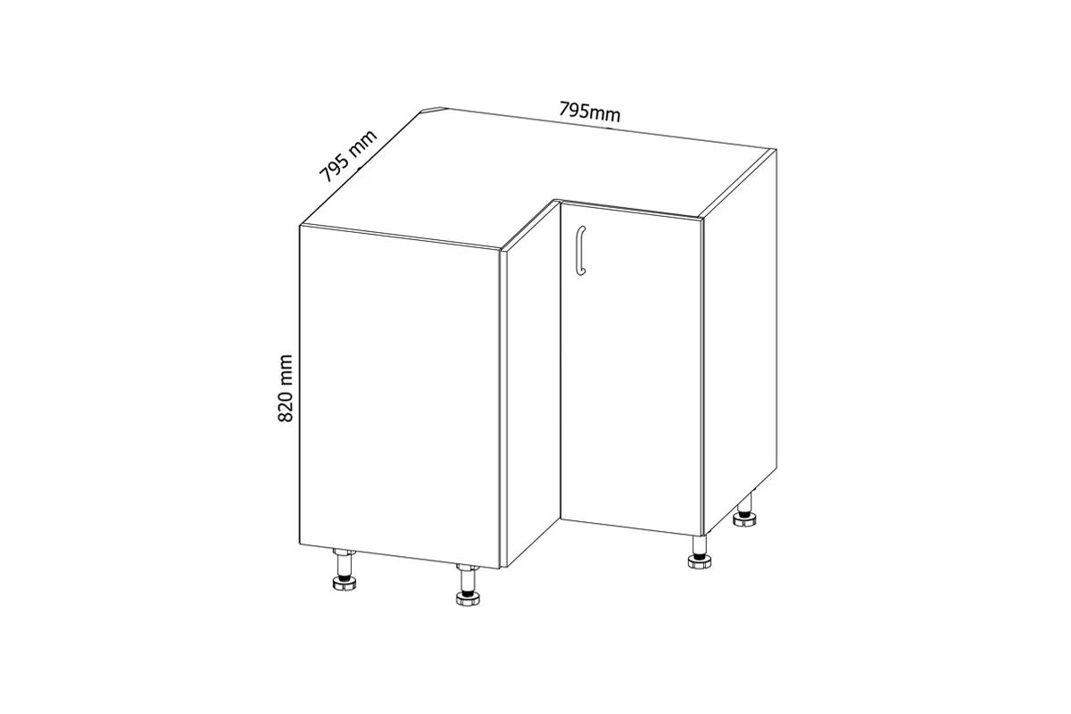 Linea D90N - dolná skrinka rohová Skrinka Kuchynská rohová Linea D90N - Rozmery