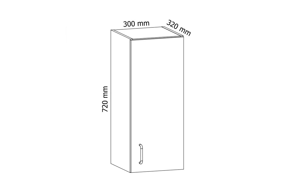 Linea G30 - Skříňka závěsná jednodveřová Skříňka kuchyňská závěsná jednodveřová Linea G30 - Rozměry 